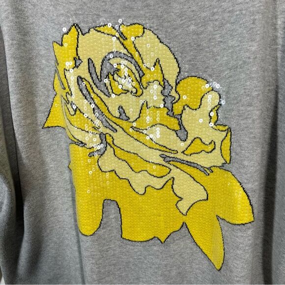 Joan Vass Rose Striped Cotton Sweater Grey Yellow Women’s Size 2X - Picture 5 of 10